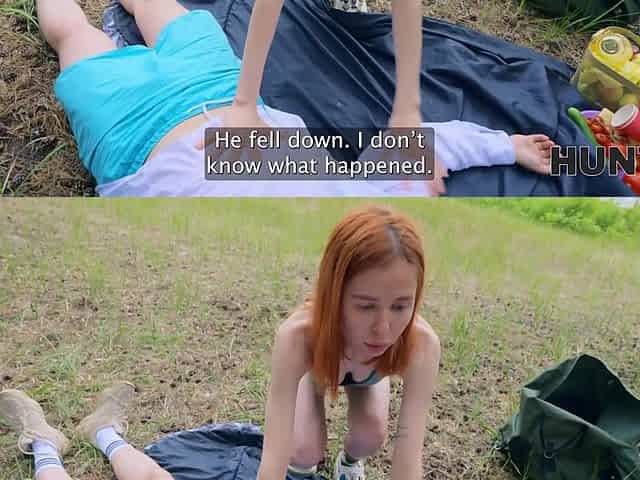 HUNT4K. Young russian slut was fucked by a stranger while her boyfriend was in the tent