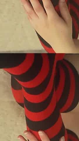 I Play with My Feet in a Black and Red Stocking