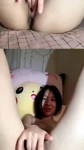 hairy asian teen finger fucking herself