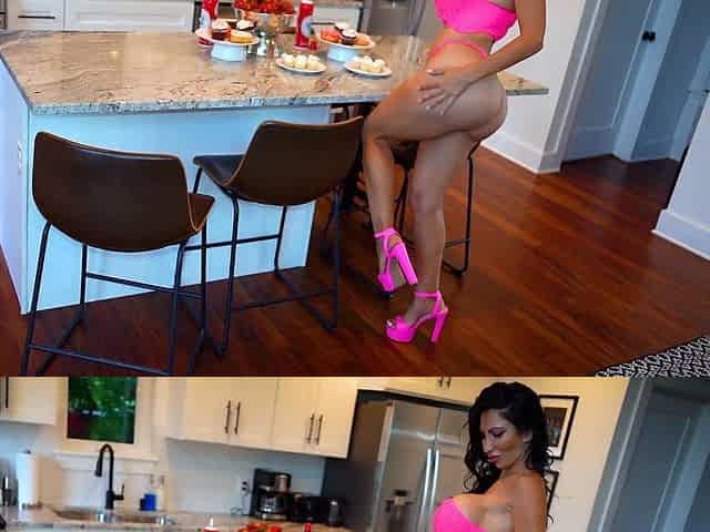 Nasty brunette pornstar with big boobs