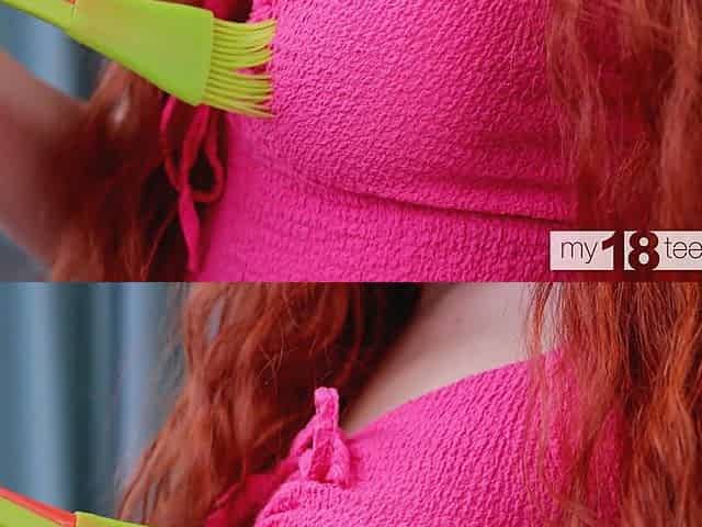 My18teens - Redhead Girl with Amazing Natural Boobs Fingering Her Pussy