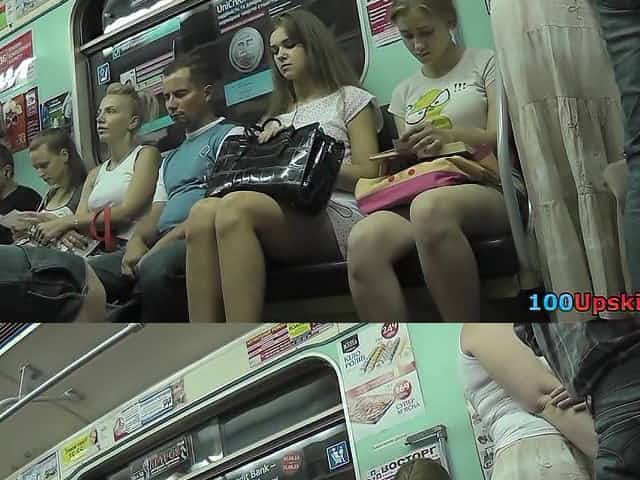 Upskirt video of an auburn-hair gal with g-string