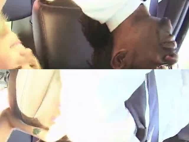 White angel Sara Monroe teasing her ebony Uber driver