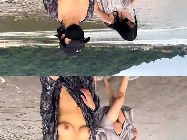 Morning beach nudity caught on by beach hidden cam