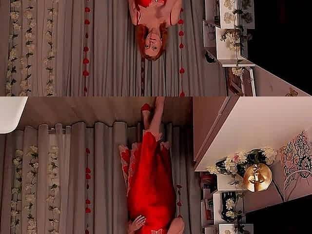 Redhead in Scarlet Lingerie Drives People Crazy