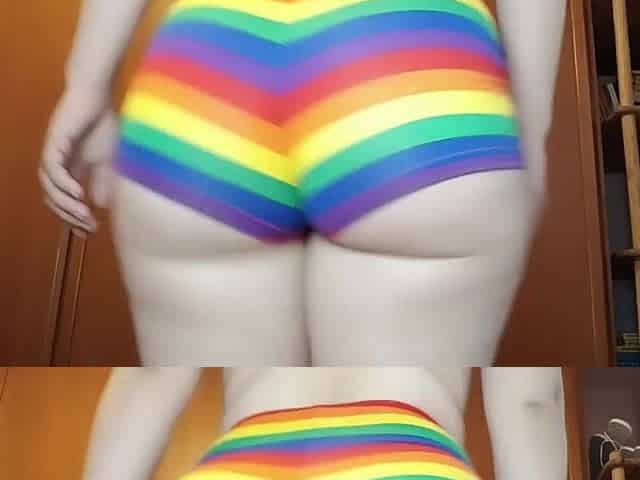 Large plump ideal butt walking in shorts