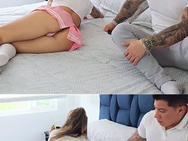 Facesitting! Stepdad Licks His Stepdaughter's Ass! She Rides His Face Until She Squirts in Her Mouth!