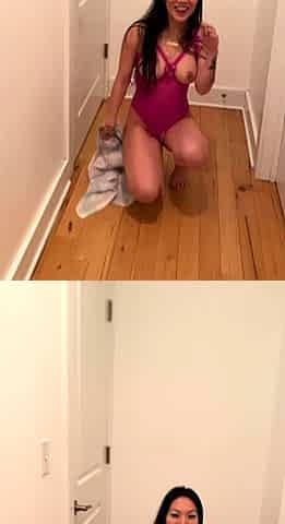Big tit brunette sucks a big cock POV