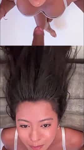 Mishell cries coz of a large penis in her mouth