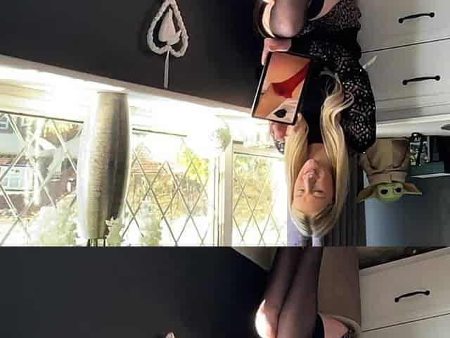 Classy blonde reacts of small dick