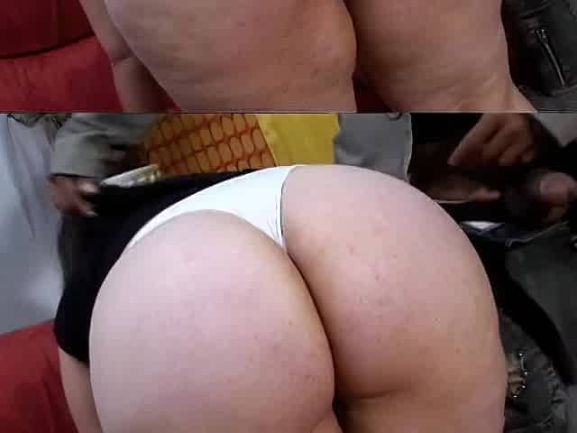 Milky skin big beautiful woman likes tasting ebony man's wang in her holes