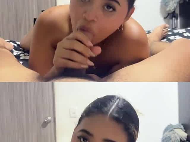 Stepsister gets lascivious when this babe sees my penis