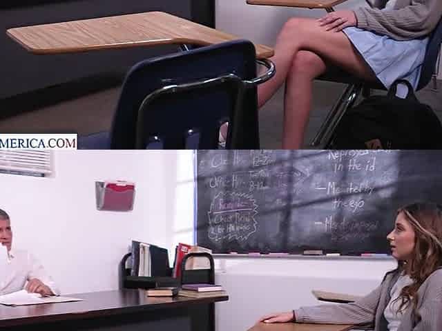 Hot blonde student Macy Meadows takes prefers older professor's cock