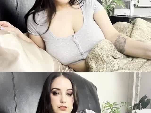 Busty brunette with big boobs rides cock