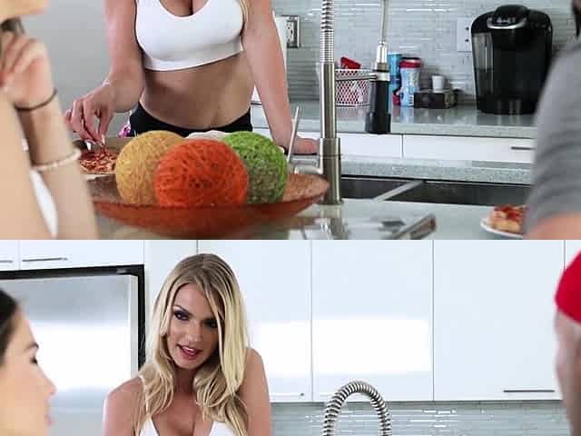 Horny Mother Daughter Team Suck and Fuck Neighbours Cock