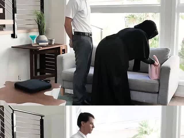 Muslim milf blackmailed to strip and fucked