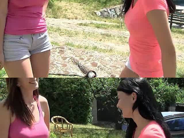 With a soft rug for outdoor joy the scissoring can actually kick off between lesbian babes