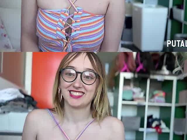 PutaLocura - Youthful Spanish woman Emejota rides Torbe's petite shlong and swallows it all