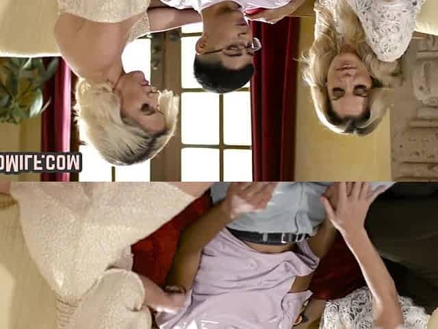 Full-Breasted nympho MILFS screwed in FFM trio by lucky short g