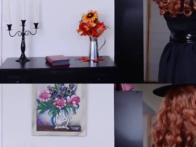 Red haired babe with blue eyes is some kind of a witch who likes to tease