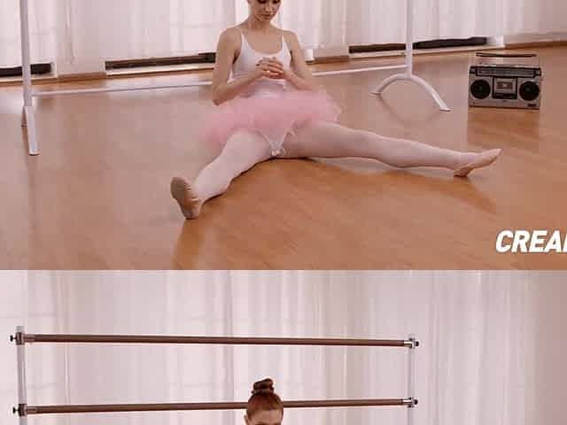 Redhead Ballerina Lina Fun Drilled In Rehearsal Studio
