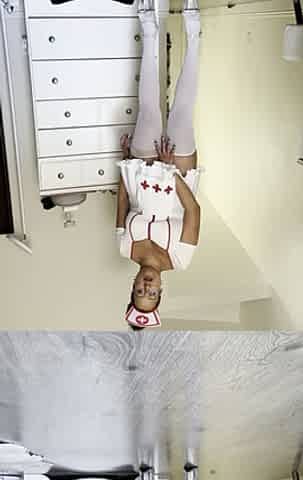 Latina Nurse Roleplay in Pleaser Heels with Thigh High Nylon Stocking Removal