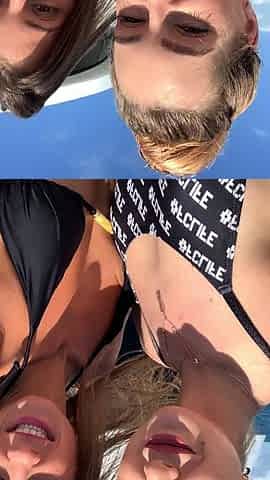 Sexy blonde babe her brunette lover finger each other