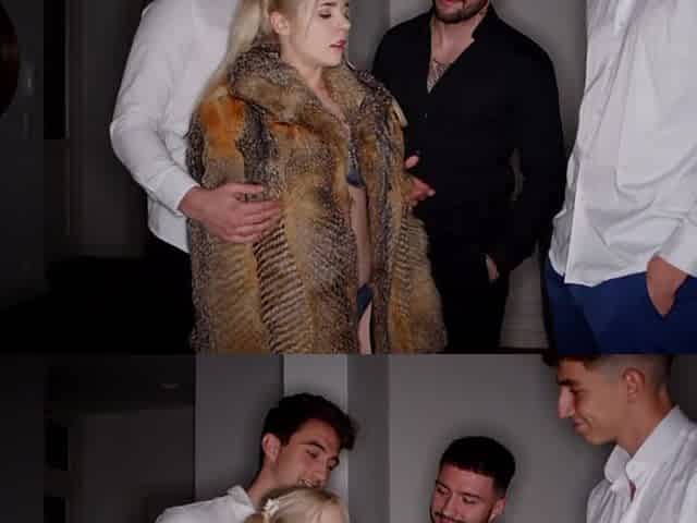 Wild gangbang is still not enough for blonde bitch to feel orgasm