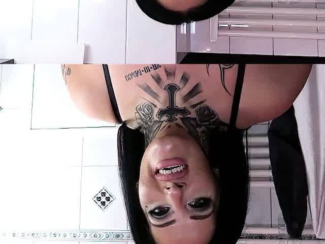 Brunette slut with perfect big boobs is alone