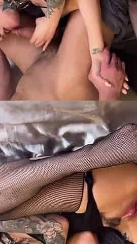 Goth Slut Take Two Dicks in Her Pussy