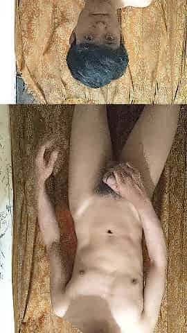 oriental male with large penis masturbation until cum