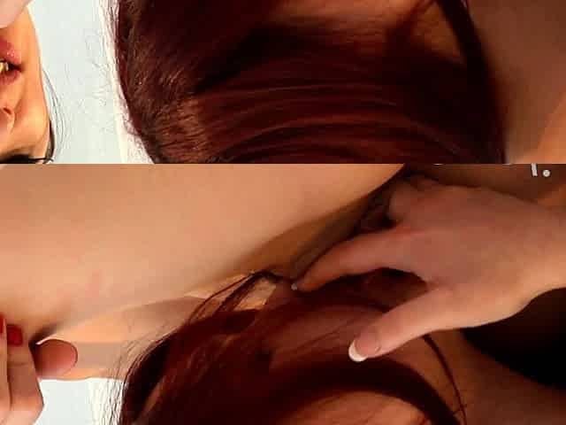 Pigtailed Brunette Lesbian Licks Hot Blonde