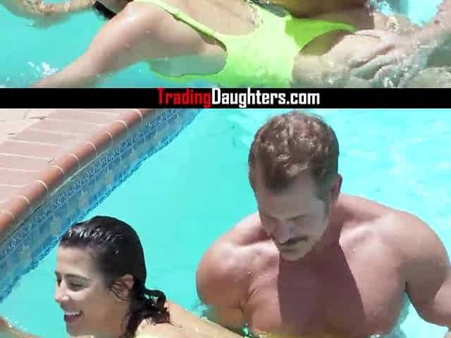 SEXY Teens Exchange Their Step Fathers And Bang 'em By The Pool