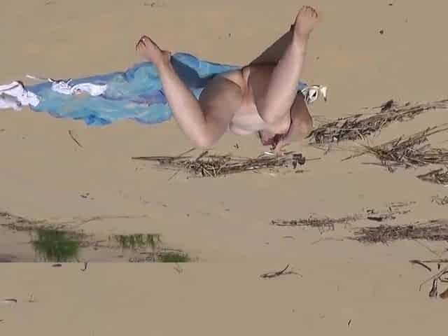 Mamma with a large butt banged in all holes on the beach
