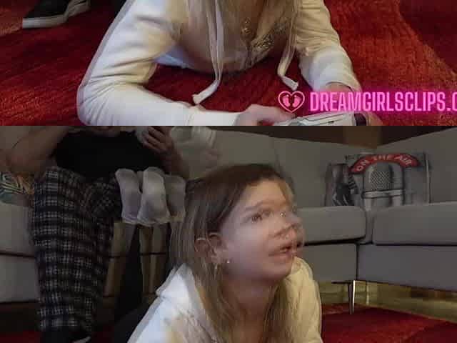 Hawt youthful beauty giving footjob and sockjob whilst playing movie game foot fetish