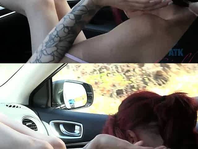 Oral sex with redhead teen outdoor