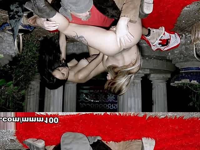 Outdoor Halloween anal threesome with Aris Dark & Francys Belle - MMM100