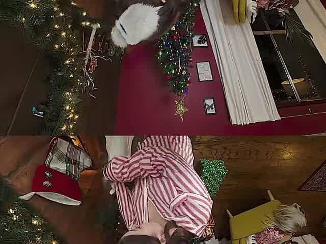VR Bangers: Cute Gals in Pajamas Bang Santa in a Foursome Fuckfest