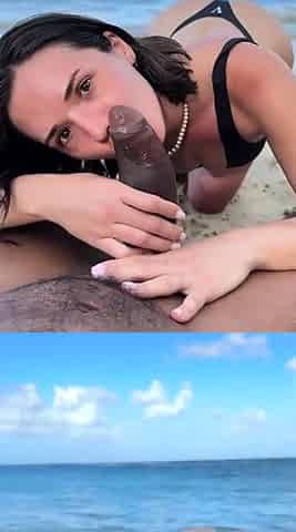 Busty tanned brunette riding big cock and doing blowjob