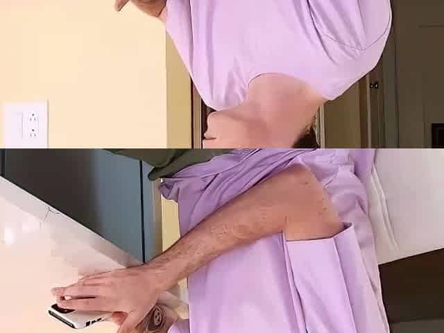 Hungry mummy thirsts a hefty pipe in her kitchen