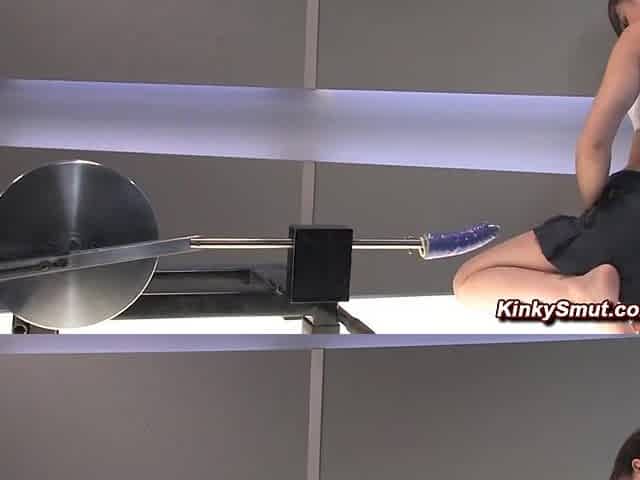 Hairy cunt teenager rides machines