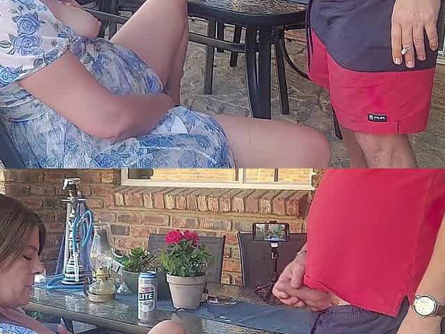 Mutual masturbation with my neighbors wife turns into outdoor creampie