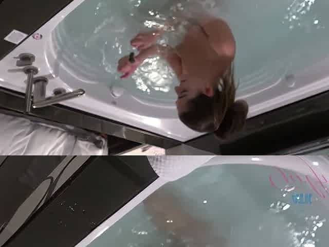 Pov - After Fingering Arielle Fayes Little Pussy To Orgasm You Sit And Watch Her Clean Up In The Hot Tub