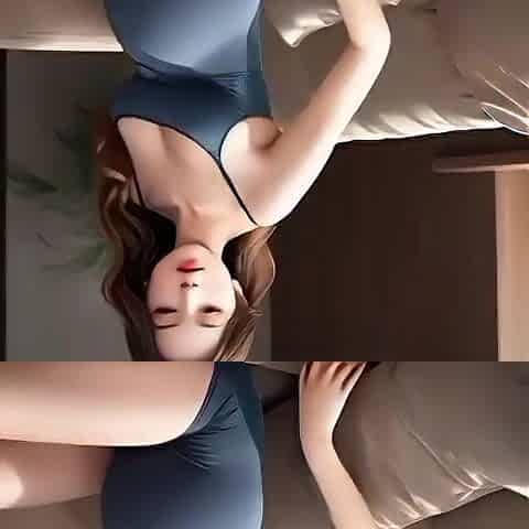 AI-generated youthful hotty, nine months preggy, masturbates and gets screwed on the sofa.