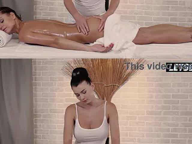 Oiled Lesbo Booty Worship on the Spa Table... Cheeks Widen Wide