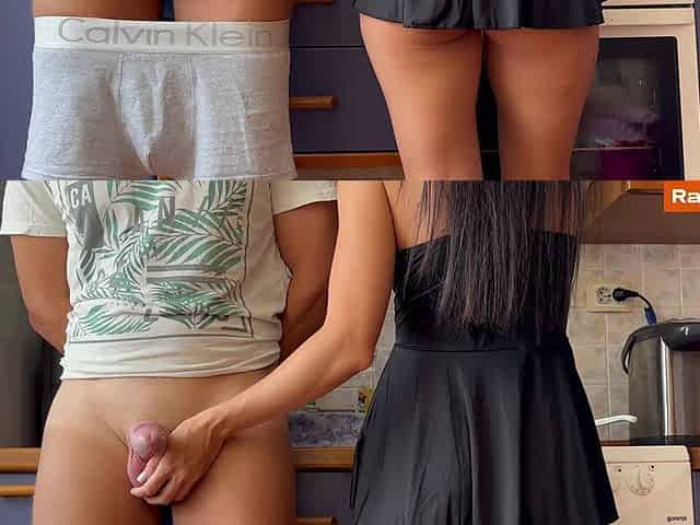 Stepmom Ignoring Handjob From Kitchen