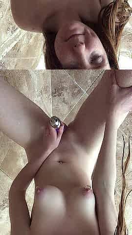 Ginger Wilde screws vagina in shower