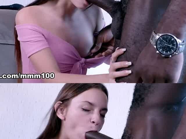 Young Spanish girl Massy Sweet gets a nice black cock for her birthday - MMM100