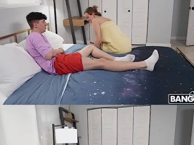 Golden-haired with a corpulent butt let her stepbrother touch her butt and screw her