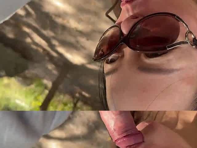 Public park oral-job and cum